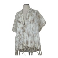 White and Brown Fringe Scarf